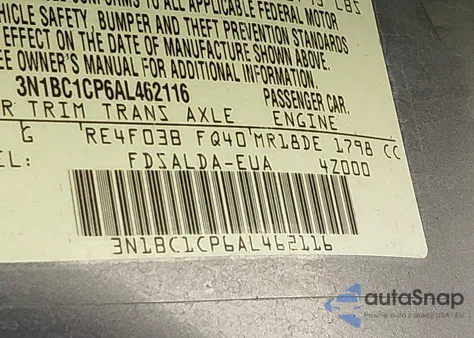 2010 Nissan Versa 1.8S z USA, uszkodzony, nr VIN 3N1BC1CP6AL462116